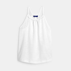 تانك توب بتفاصيل كروشيه سادة باللون الأبيض للفتيات